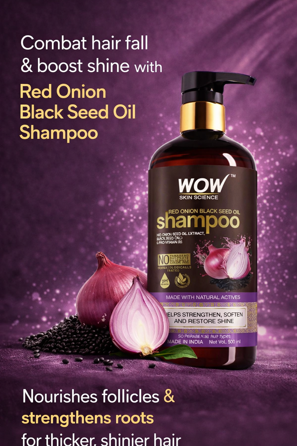 WOW Skin Science Red Onion Black Seed Oil Shampoo