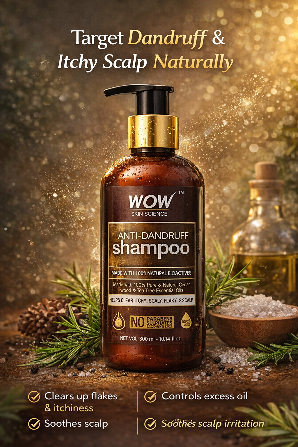 WOW Skin Science Anti-Dandruff Shampoo – Clear Scalp, Confident You