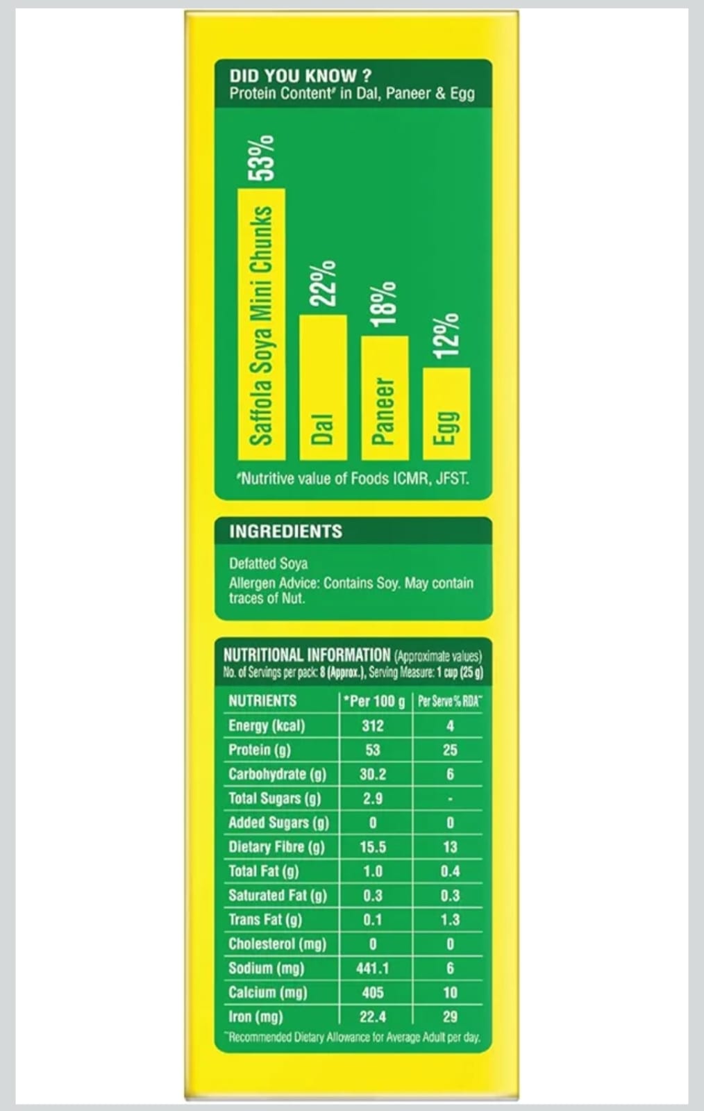 Saffola Soya Mini Chunks, Tender & Juciy, 53% Pr;tin, 200Gram