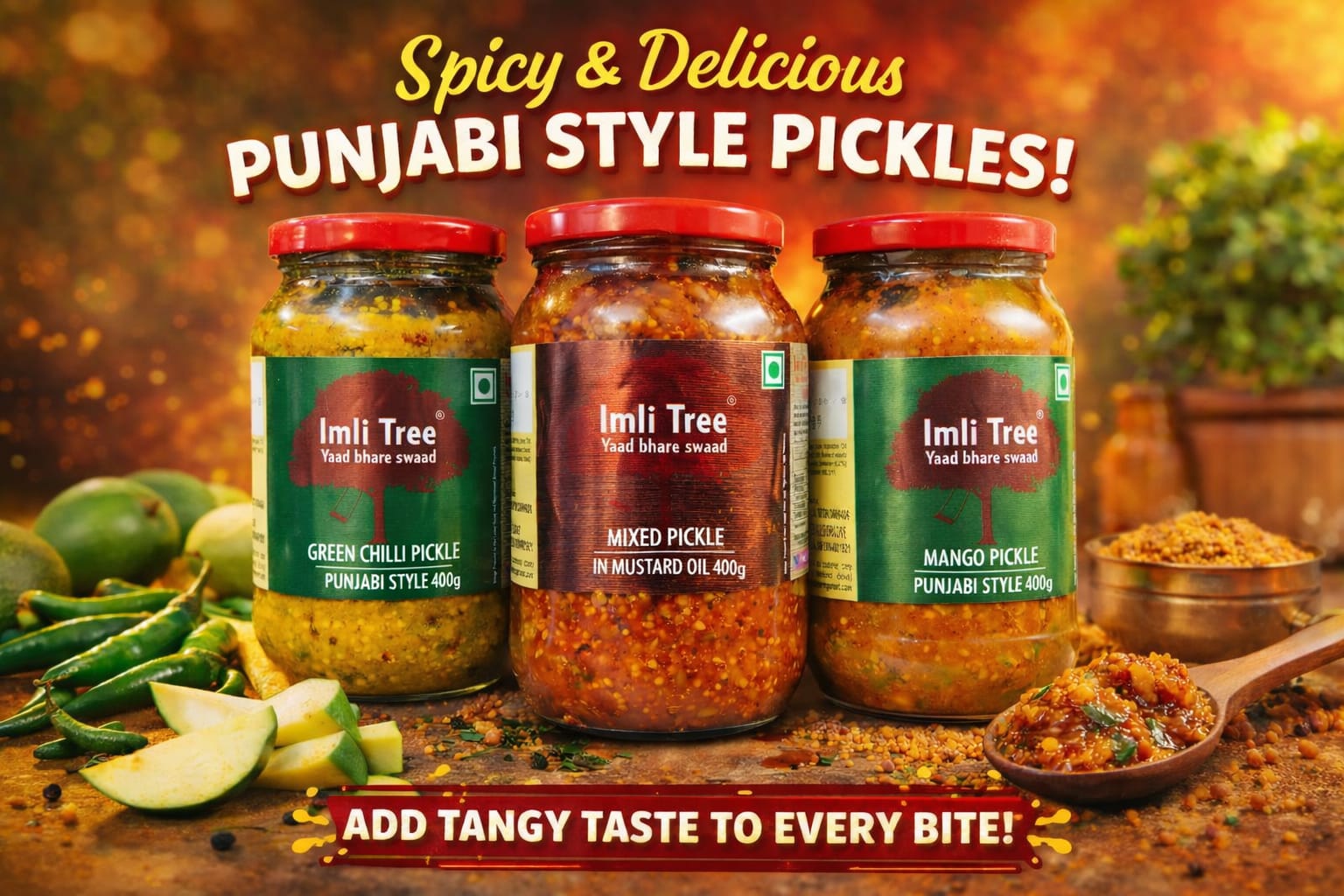 Imli Tree Premium Pickle Collection – Spicy, Tangy & Traditional Flavors each(400ml)