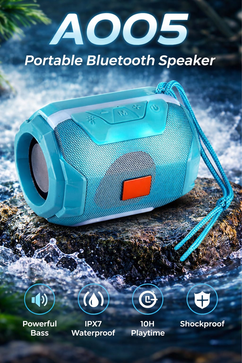 Adventure Pro Waterproof Bluetooth Speaker – Compact, Durable & High-Performance Sound
