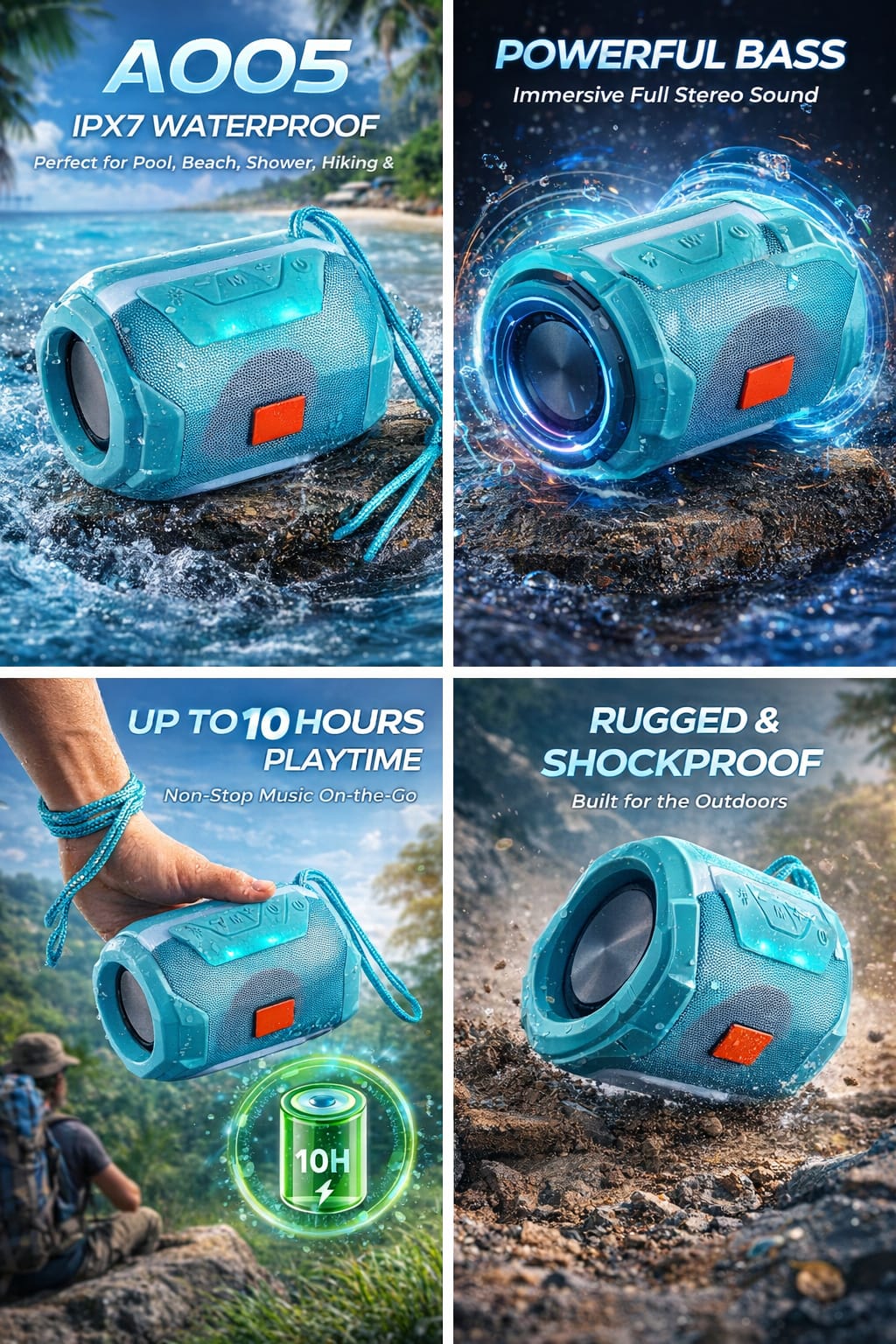 Adventure Pro Waterproof Bluetooth Speaker – Compact, Durable & High-Performance Sound