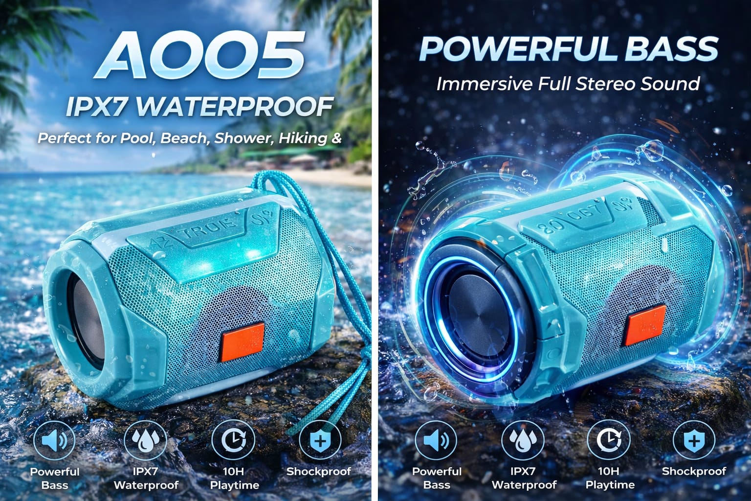 Adventure Pro Waterproof Bluetooth Speaker – Compact, Durable & High-Performance Sound