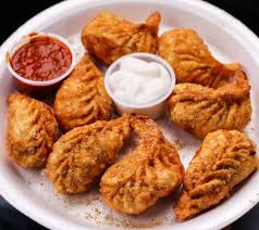 Crispy Chicken Fried Momos with Spicy Dips