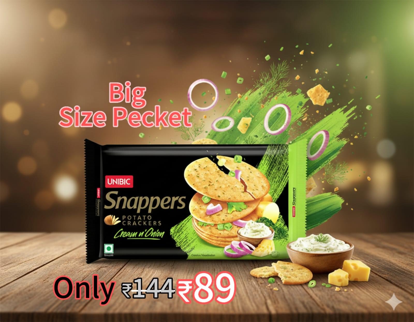 Unibic Snappers Potato Crakers, Onion creams(Pack of 1)