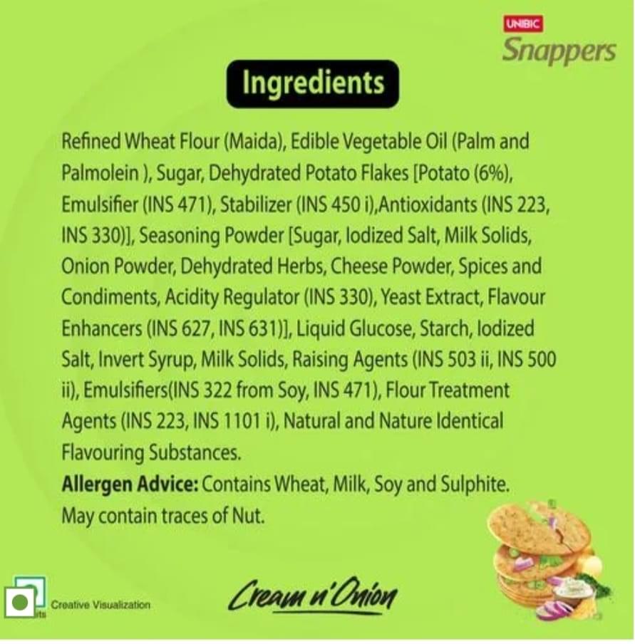 Unibic Snappers Potato Crakers, Onion creams(Pack of 1)