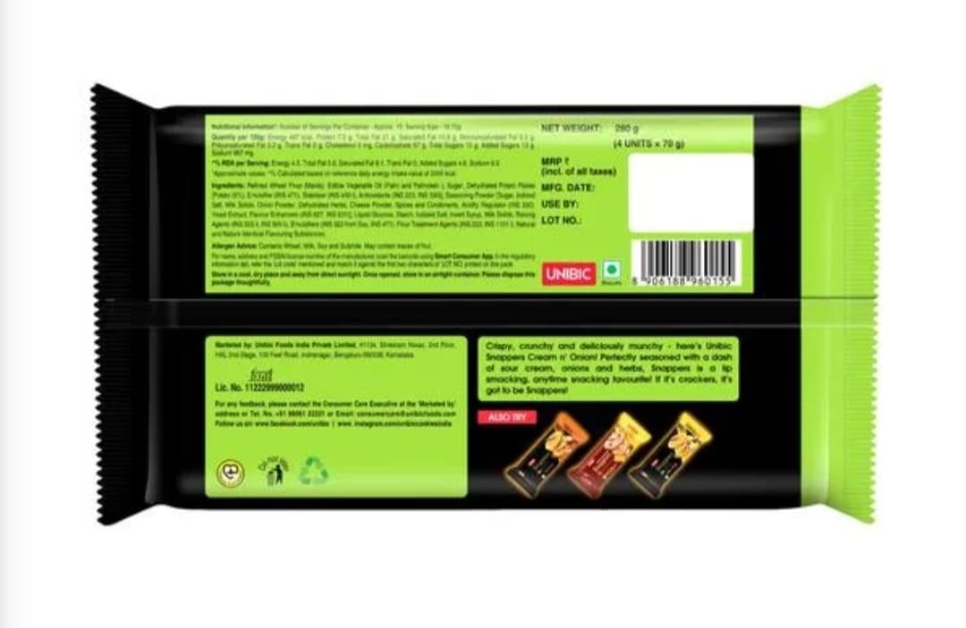 Unibic Snappers Potato Crakers, Onion creams(Pack of 1)